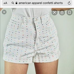 Brand new confetti American apparel denim shorts